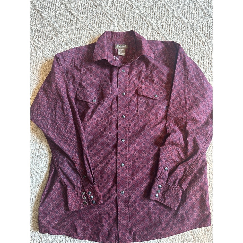 Ariat Mens Multicolor Western Pearl Snap Button Down Rodeo Shirt Sz Large EUC